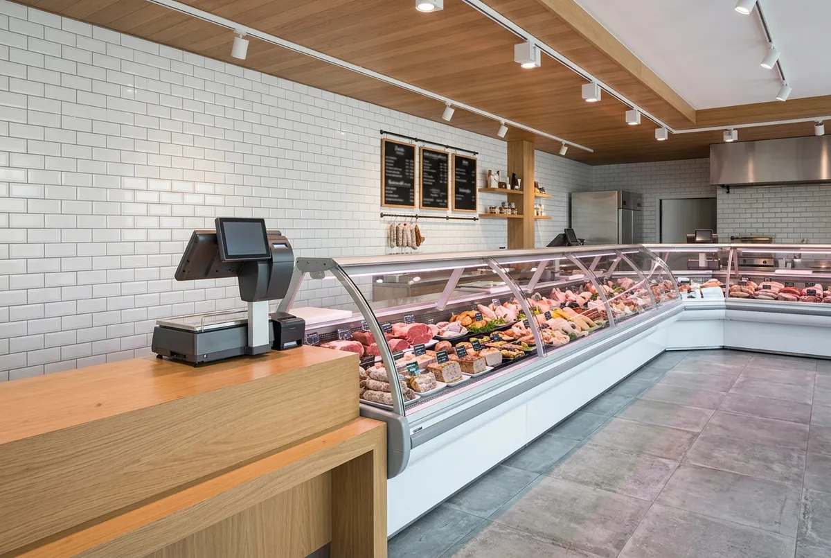 Vitrine réfrigérée de service d'une boucherie moderne