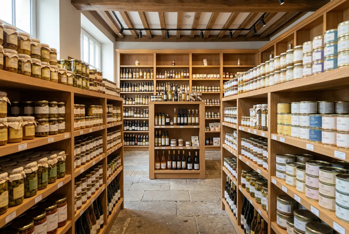 Rayonnages et meubles d'une épicerie fine