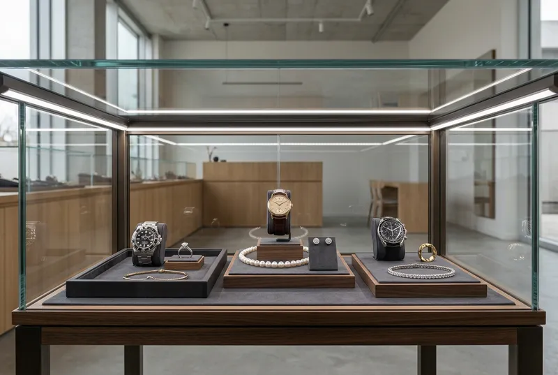 Éclairage précis sur des bijoux en vitrine