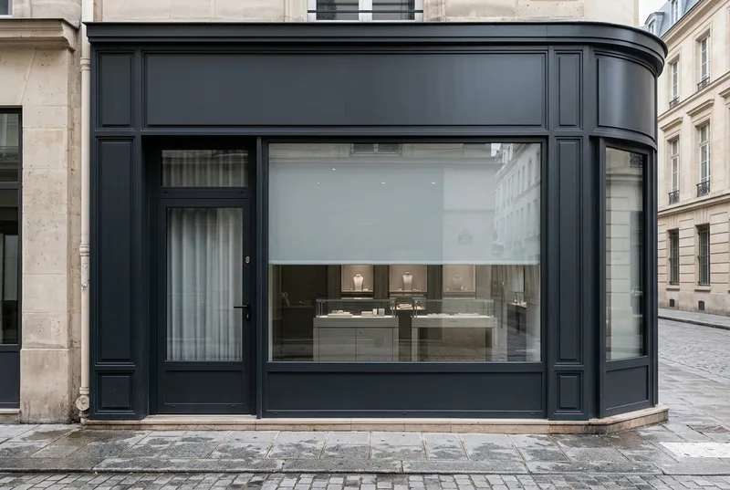 Façade sécurisée d'une bijouterie