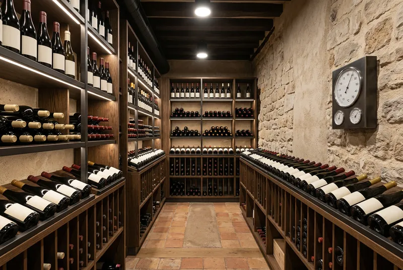 Cave de garde climatisée avec bouteilles couchées