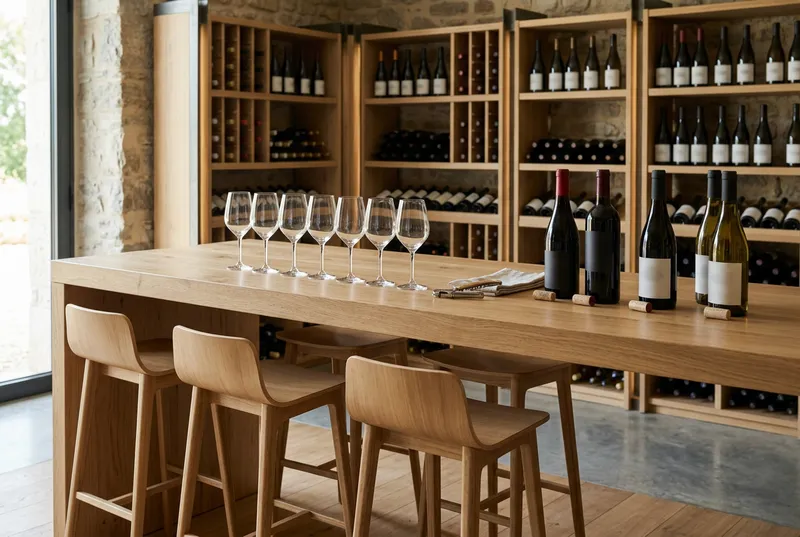 Comptoir de dégustation d'une cave à vin