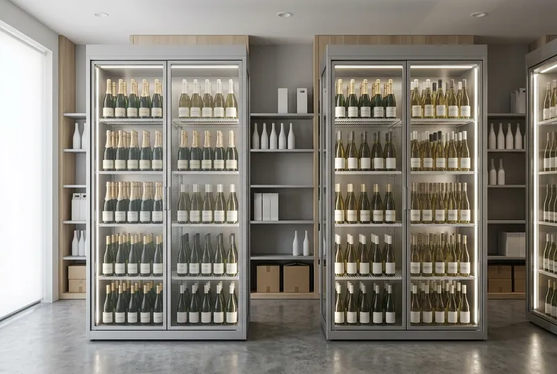Colonnes réfrigérées de vins blancs et champagnes