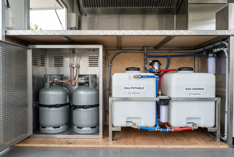 Coffre à bouteilles de gaz ventilé d'un food truck