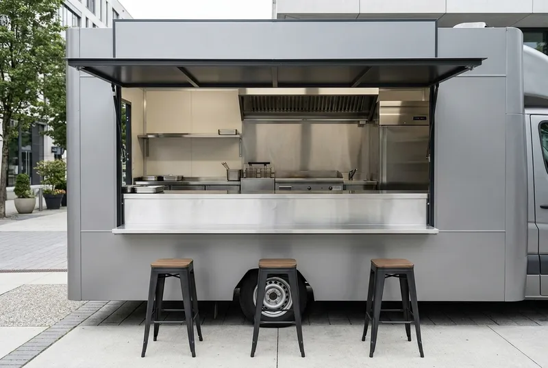 Comptoir et fenêtre de service d'un food truck