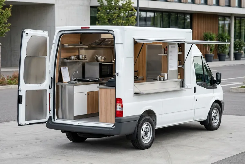Fourgon aménagé en food truck, extérieur