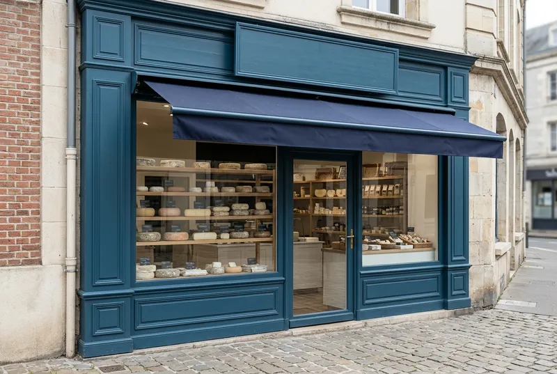 Devanture d'une fromagerie de centre-ville